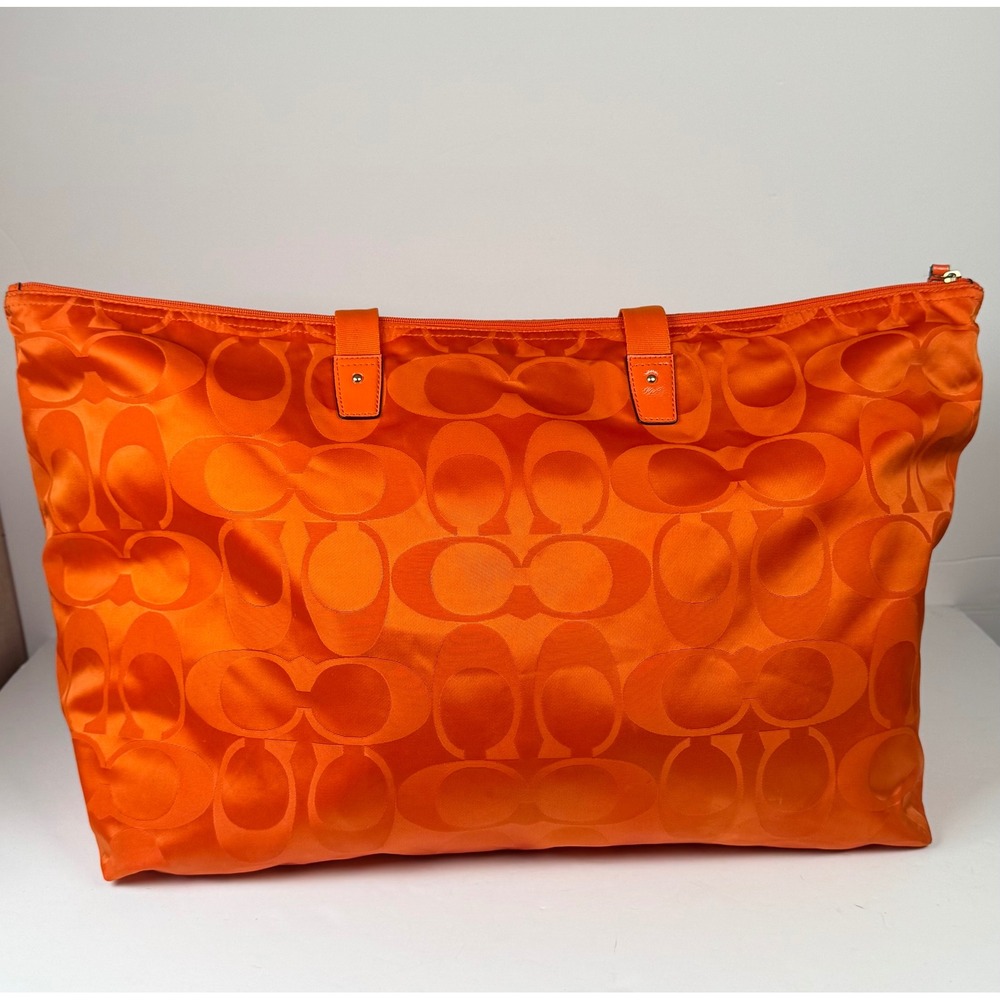 Coach Getaway Signature Orange Nylon Packable Weekender Large Tote Bag VTG Y2K - Picture 2 of 8